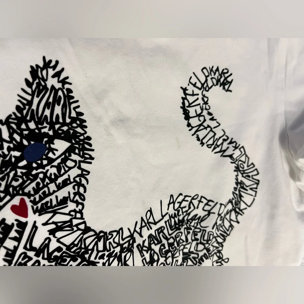 😼 Karl Lagerfeld Kids Choupette Cat Text Art Tee 12Y